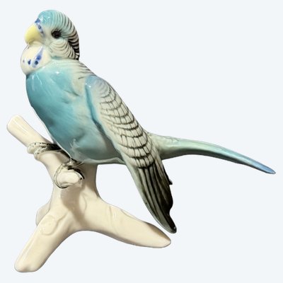 Karl Ens – Polychrome porcelain budgerigar on a branch