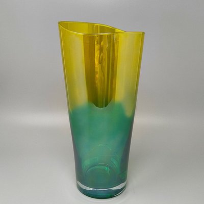 1970s Ca' dei Vetrai Green & Yellow Murano Glass Vase — Italian Luxury