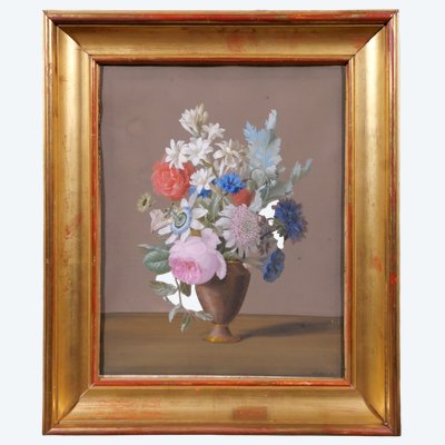 Johann Samuel ARNHOLD 1766–1828 Blumen in einer Vase, Gouache, um 1810, Stillleben, Blumenstrauß