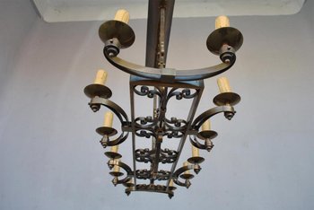 Lampadario in bronzo del 1940 Nello spirito di Subes
