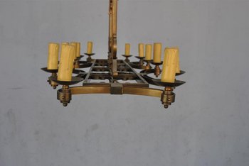 Lampadario in bronzo del 1940 Nello spirito di Subes