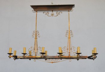 Lampadario in bronzo del 1940 Nello spirito di Subes