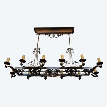 Lampadario in bronzo del 1940 Nello spirito di Subes