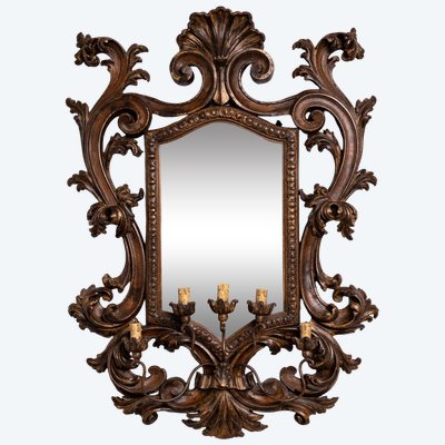 Large Venetian wall mirror in the Louis XV style with 5 light arms