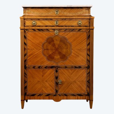 SECRÉTAIRE ÉPOQUE LOUIS XVI EN MARQUÉTERIE DE BOIS PRÉCIEUX