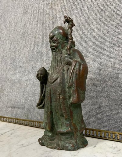 19TH CENTURY ASIA: BRONZE STATUE REPRESENTING A CHINESE SAGE, PROBABLY A TAOIST IMMORTAL