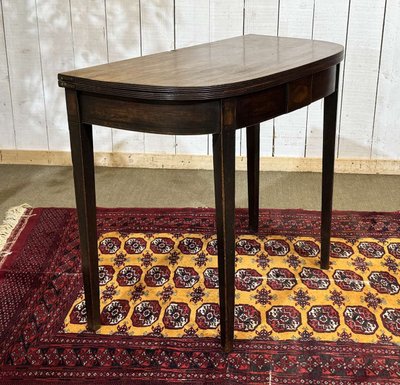 Table console demi lune anglaise en acajou 19ème