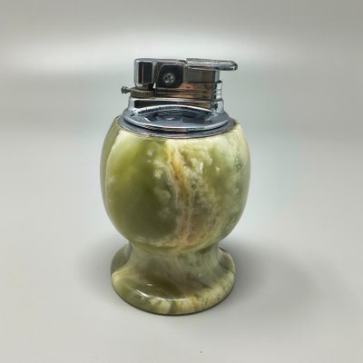 Set da fumo italiano in onice, stile Mid-Century Modern, anni '60, con accendino da tavolo e posacenere.