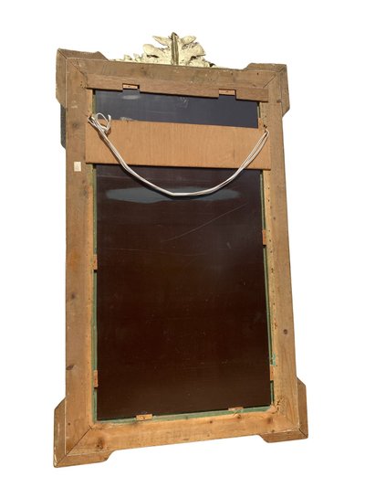 Großer Stuck- und vergoldeter Holzspiegel aus dem 19. Jahrhundert – Stil Louis XVI – 80 cm x 145 cm