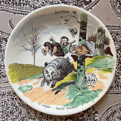 Piatti francesi di Benjamin Rabier per Sarreguemines, anni '30, set di 6 pezzi.