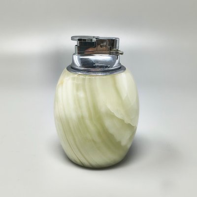1960s Mid-Century Modern Italian Onyx Smoking Set with Table Lighter & Ashtray