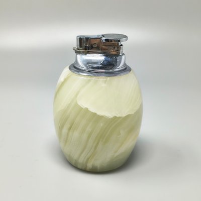 1960s Mid-Century Modern Italian Onyx Smoking Set with Table Lighter & Ashtray