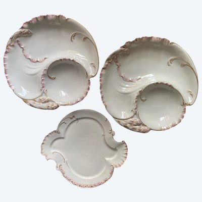 Französische Porzellanteller mit Artischocken- und Spargelmotiv von Haviland Limoges, 1930, 3er-Set
