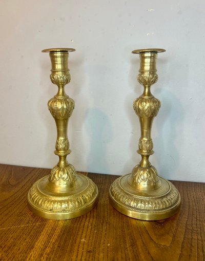 Pair of large Louis XVI style candlesticks/flaps