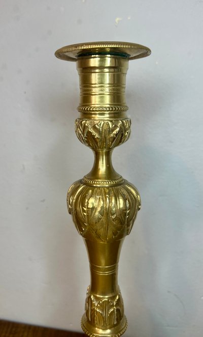 Pair of large Louis XVI style candlesticks/flaps
