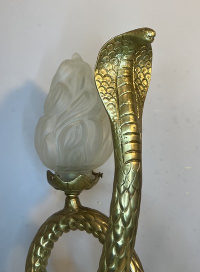 Bronze cobra snake lamp