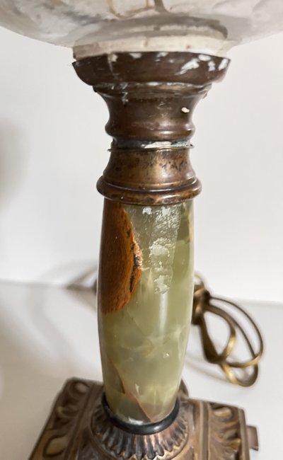 19th century electrified oil lamp.