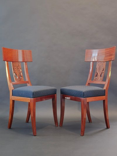 Jacob Frères / Château de Bois Préau, pair of Consulate period chairs.