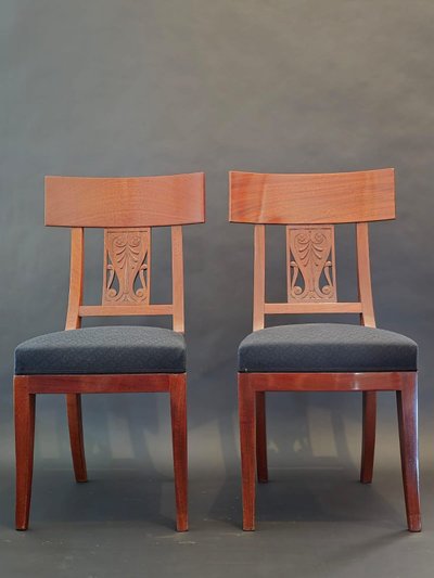 Jacob Frères / Château de Bois Préau, pair of Consulate period chairs.