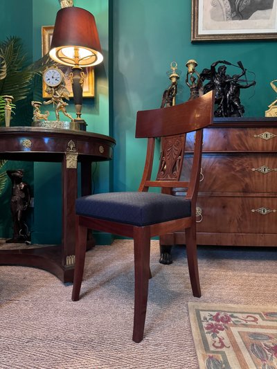 Jacob Frères / Château de Bois Préau, pair of Consulate period chairs.