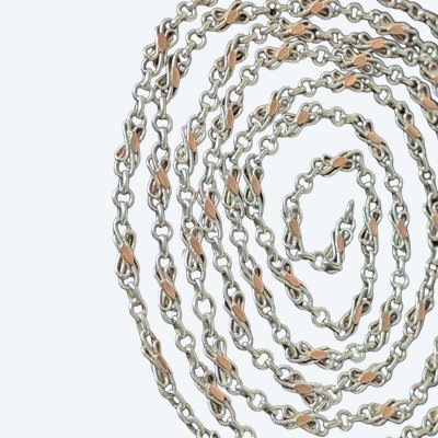56" Antique Silver Long Chain Necklace, French Sautoir, Circa 1890