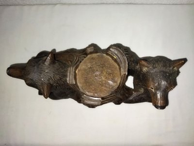 CURIOSITÉ Serviteur De Table Porte-bouteille Bois sculpté "Aux Ours" Dans Le Gout De La Foret-Noire