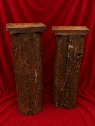 Pair of 18th-century carved caryatid pilasters depicting Adam and Eve