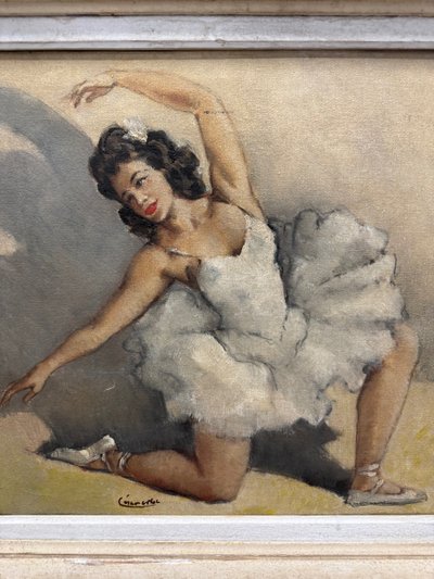 Oil on canvas painting by César VILOT: Ballerina