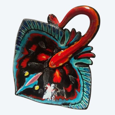 Französische Majolika-Platte „Vallauris Manta Ray“, 1960