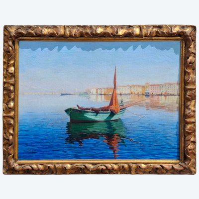 Öl auf Leinwand, Hafen von Saint-Tropez, von Louis Haas (1870-1923)