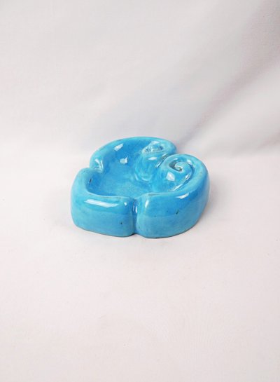 Heart-shaped ceramic ashtray from Vallauris, signed MJ, mid-20th century