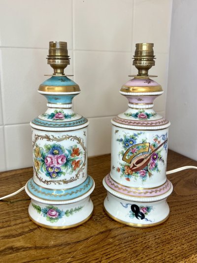 Pair of porcelain lamps