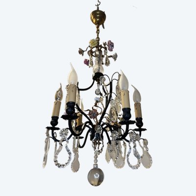 Antique Chandelier Decorated with Flowers