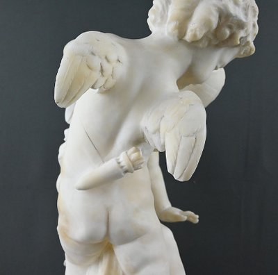 Alabaster Sculpture "Two Cupids Fighting Over a Heart," after Falconet—Second Half of the 19th Century