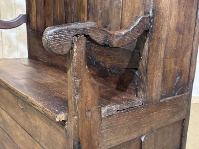 Meuble d'entrée, vestiaire breton en chêne et châtaignier 19ème 