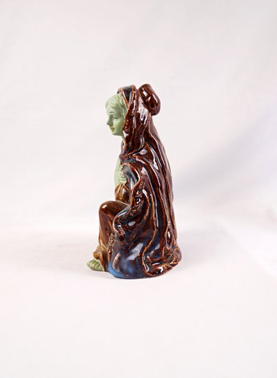 Polychrome Porcelain Statue of the Kneeling Virgin of the Nativity