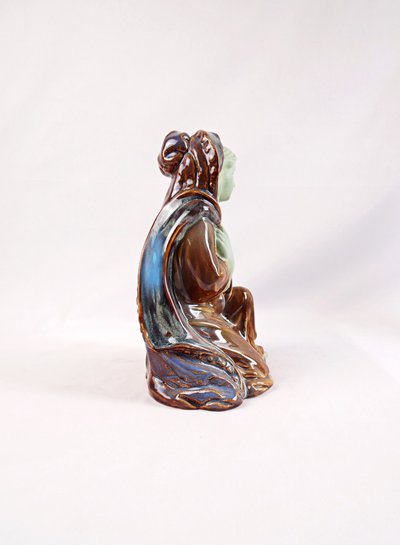 Polychrome Porcelain Statue of the Kneeling Virgin of the Nativity