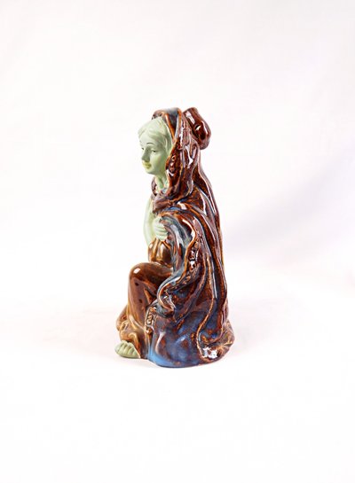 Polychrome Porcelain Statue of the Kneeling Virgin of the Nativity
