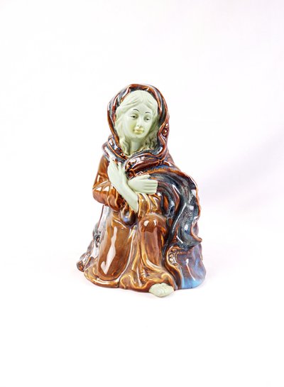 Polychrome Porcelain Statue of the Kneeling Virgin of the Nativity