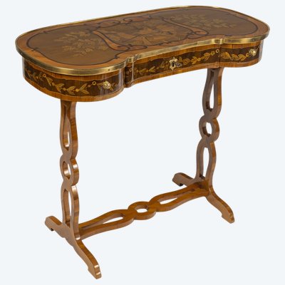 Transition Louis XV-Louis XVI Hunting Marquetry Writing Table by A.L. Gilbert, c. 1775