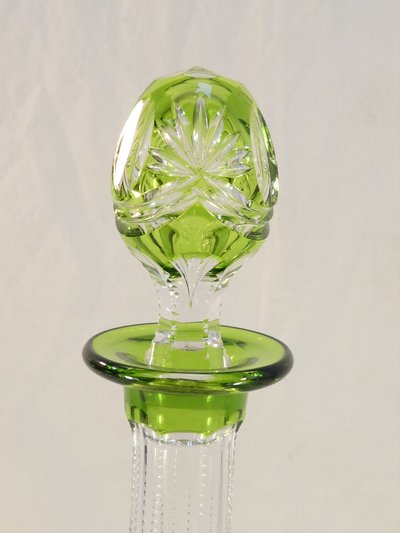 VAL SAINT LAMBERT Green Cut Crystal Decanter, SEVILLA Model