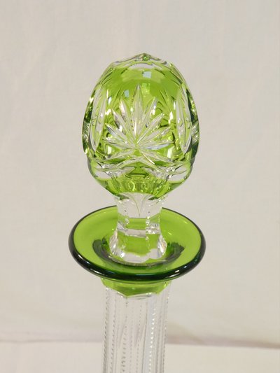 VAL SAINT LAMBERT Green Cut Crystal Decanter, SEVILLA Model