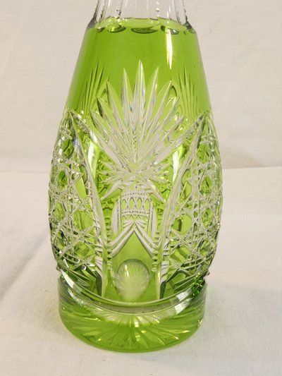 VAL SAINT LAMBERT Green Cut Crystal Decanter, SEVILLA Model