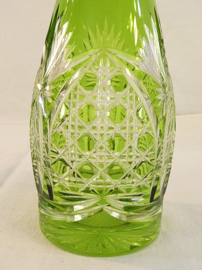 VAL SAINT LAMBERT Green Cut Crystal Decanter, SEVILLA Model