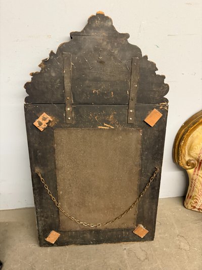 Antica specchiera ottone Francia Luigi XVI, XIX sec, 93x53cm
