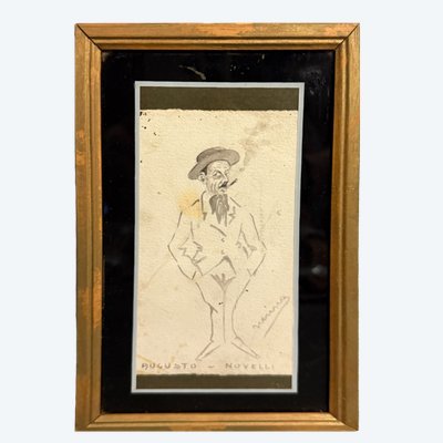 Antico disegno a china Augusto Novelli 1930. Neri Nannetti (Nerino) futurista, Firenze 1890-1962