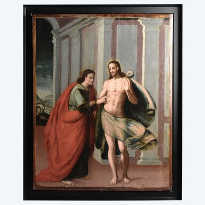 The Doubt of Saint Thomas – Italian Renaissance School, 16th century – Oil on panel