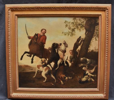 École hollandaise XVIIe siècle – D'après Paulus Potter – Scène de chasse - Huile sur toile