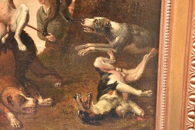 École hollandaise XVIIe siècle – D'après Paulus Potter – Scène de chasse - Huile sur toile