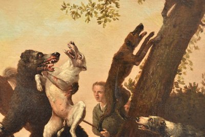 École hollandaise XVIIe siècle – D'après Paulus Potter – Scène de chasse - Huile sur toile